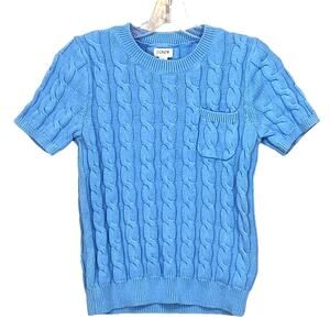J Crew Factory Short Sleeve Cable Crewneck Sweater Womens S Preppy Academia